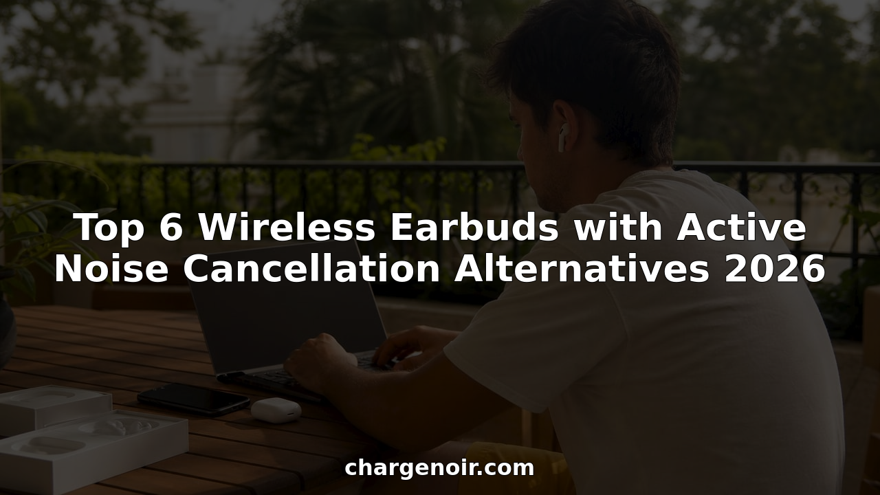 Person using wireless earbuds with active noise cancellation at home