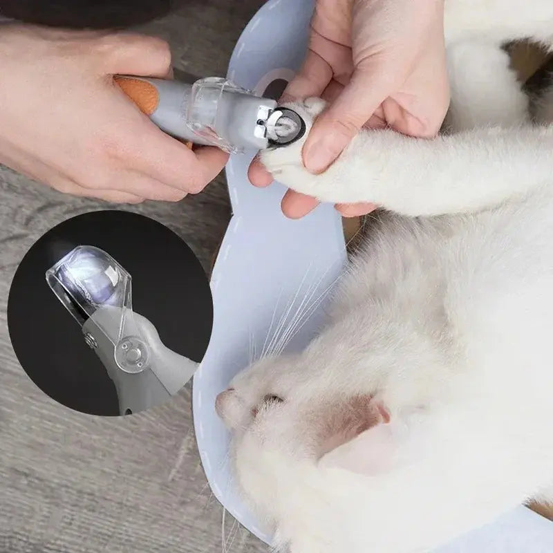 LED Pet Nail Clipper for Dogs & Cats - Universal Stainless Steel & Plastic Claw Trimmer with Bright Light, Ergonomic Grooming Tool for Kittens & Rabbits
