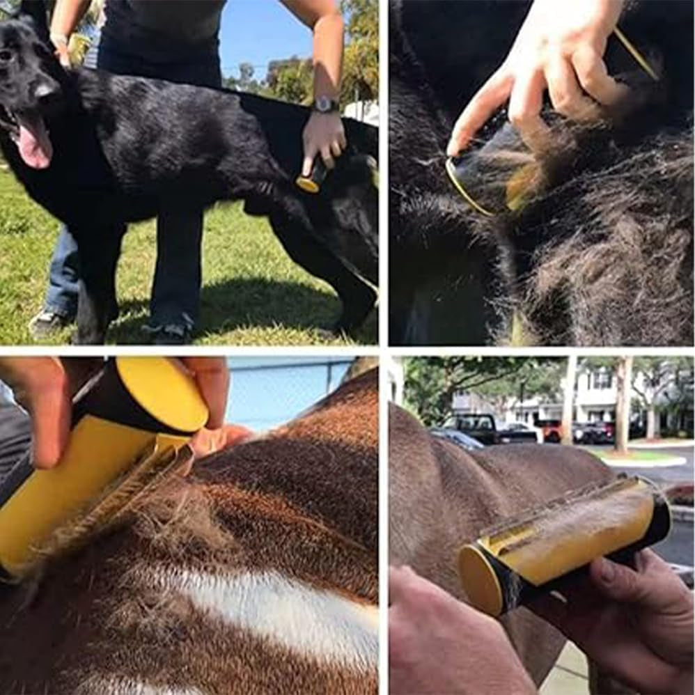 Pet Comb, 3 in 1 Dog Undercoat and Deshedding Comb Self-Cleaning Pet Hair Brush Dog Hair Removal Brush Skin Massage Comb with Elastic Comb Teeth for Small Large Dog Cat, Deshedding Pet Brush